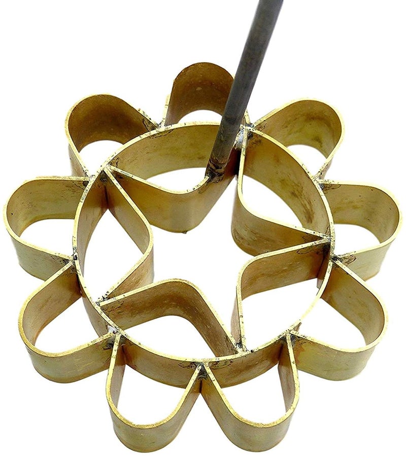 DDPremium Dok Jok Brass Mold Thai Dessert Maker - Medium Rosette Lotus Flower Cookie Mold with Handle (3.14 Inch Diameter) - Image 3